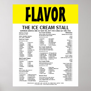 Affiche Moderne Gras, Menu de Salon de Glace