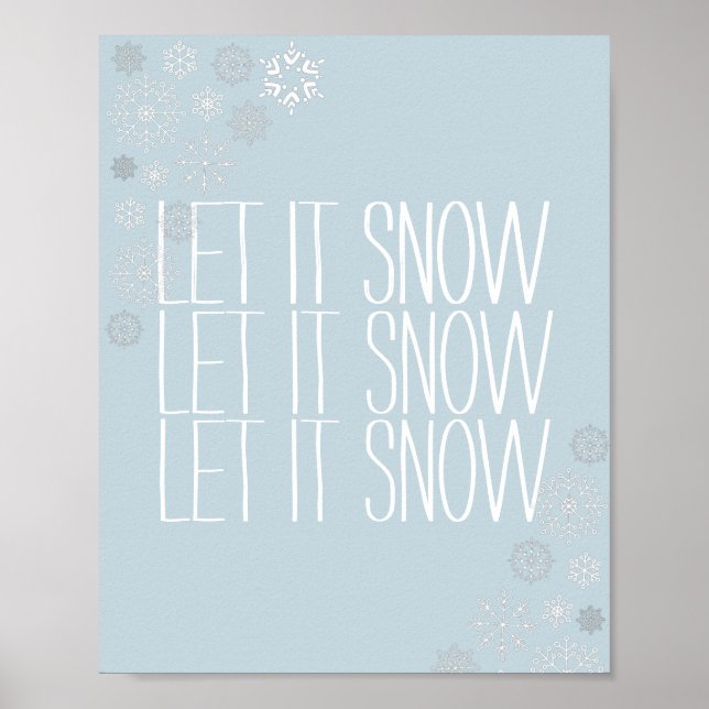 Affiche Moderne Icy Bleu Noël Laissez-lui neiger Flammes d (Devant)