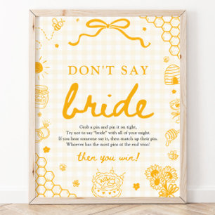 Affiche Moderne Jaune Gingham Abeille à Miel Ne Dis Pas La