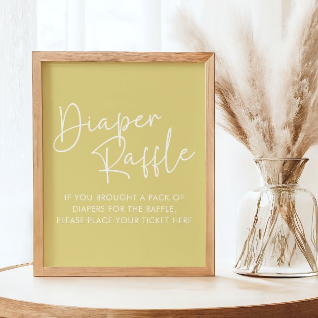 Affiche Moderne Jaune Oh Bébé Simple Bébé Déchets Raffle (Créateur téléchargé)