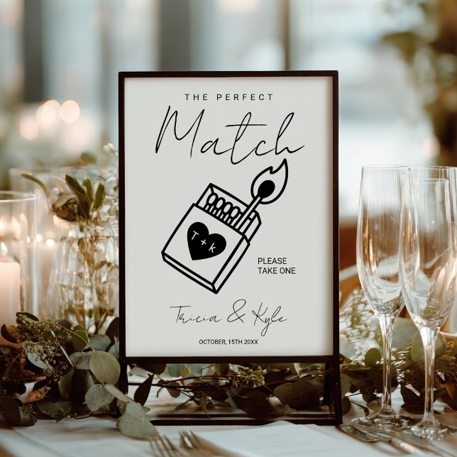Affiche Moderne Le Parfait Match Minimal Wedding Favor (Modern The Perfect Match Minimal Wedding Favor Poster)