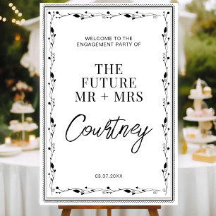 Affiche Moderne Mariage Futur Mr Mme Fête de Fiançailles