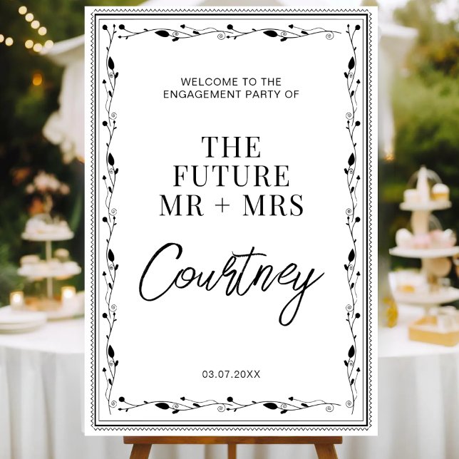 Affiche Moderne Mariage Futur Mr Mme Fête de Fiançailles (Créateur téléchargé)