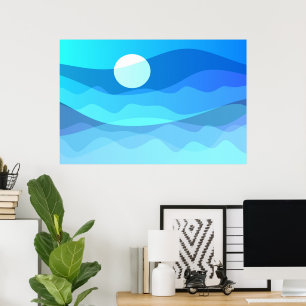 Affiche Moderne minimaliste Abstrait Sunrise Sea Art