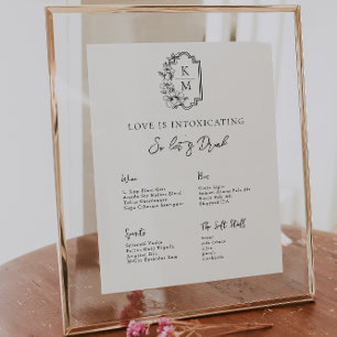 Affiche Moderne Minimaliste Menu de Bar de Mariage