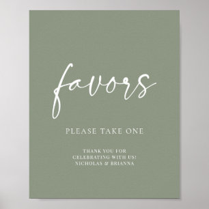Affiche Moderne minimaliste Sage Vert Mariage Faveurs