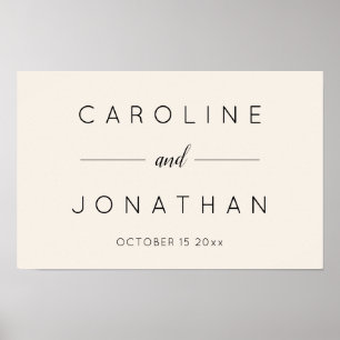 Affiche Moderne Minimaliste Script Ivoire Mariage Personna