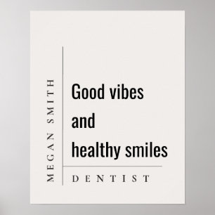 Affiche Moderne minimaliste Simple Smile Dentiste Cadeau s