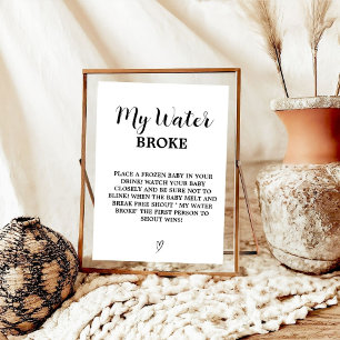 Affiche Moderne mon eau cassé Baby Baby shower signe de je