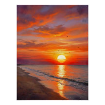 Affiche Moderne Nature Coucher de Soleil Décoratio
