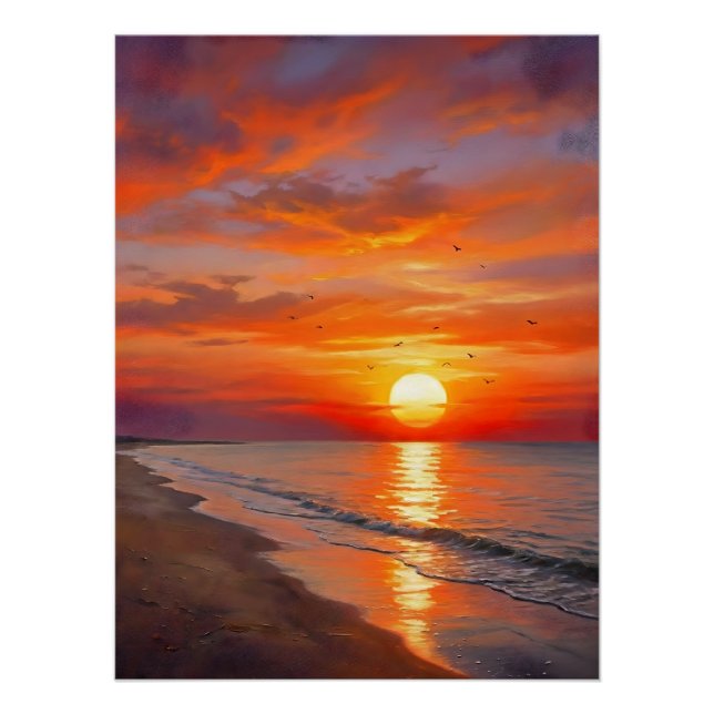 Affiche Moderne Nature Coucher de Soleil Décoratio (Devant)
