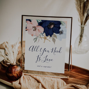 Affiche Moderne Nautique Panneau de Cupcake de Mariage F