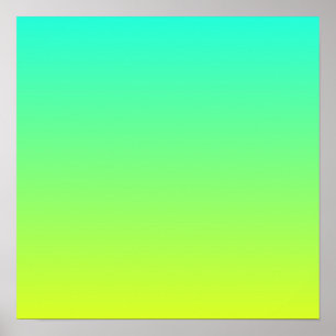 Affiche moderne ombre citron jaune citron vert turquoise