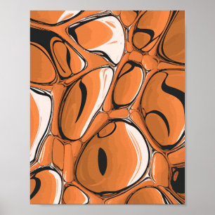 Affiche Moderne Orange Abstrait Bubble Art Design