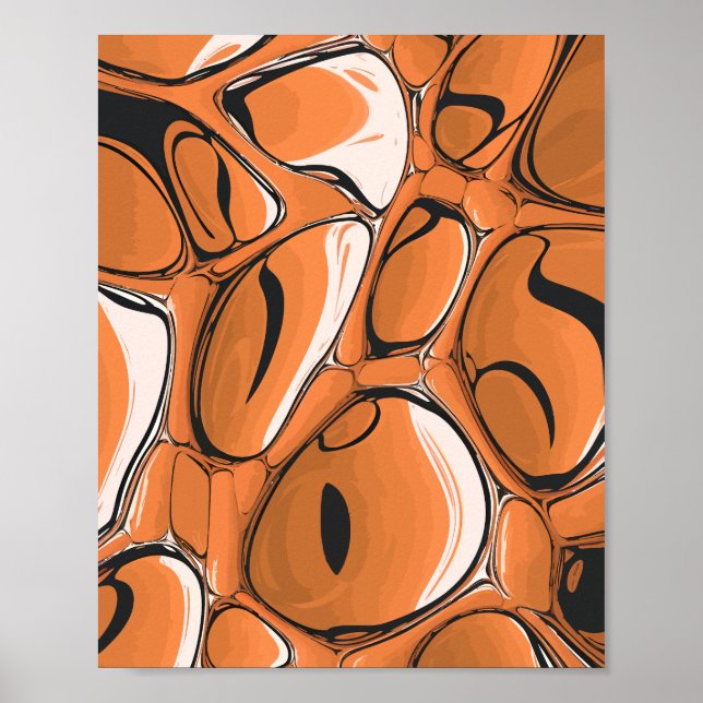 Affiche Moderne Orange Abstrait Bubble Art Design (Devant)