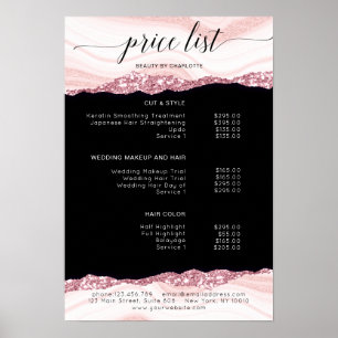 Affiche Moderne, parties scintillant, noir rose liste de p