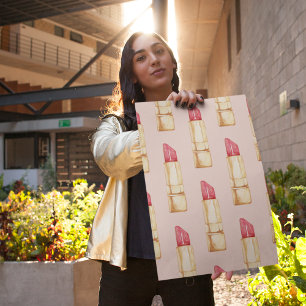 Affiche Moderne Pastel rose & rouge Motif à lèvres