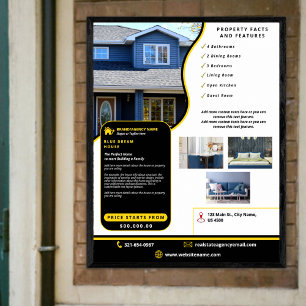 Affiche Moderne Professionnel Noir Jaune Véritable État Pe