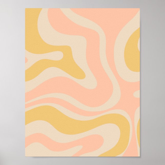 Affiche Moderne Retro Liquid Swirl Motif Abstrait Pastel (Devant)