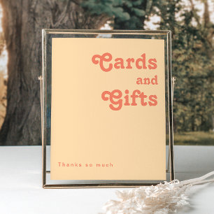 Affiche Moderne Rétro   Panneau Cartes et Cadeaux Crème Or