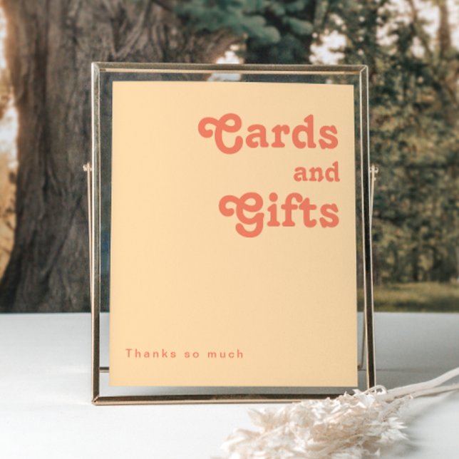 Affiche Moderne Rétro | Panneau Cartes et Cadeaux Crème Or (Créateur téléchargé)