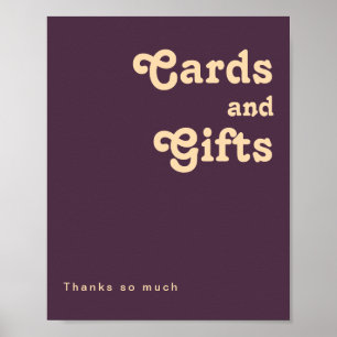 Affiche Moderne Rétro Panneau de Cartes et Cadeaux Viole