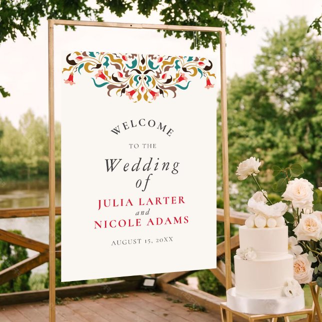 Affiche Moderne Romantique Élégant Mariage de couronne flo (Créateur téléchargé)