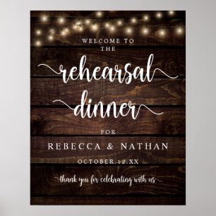 Affiche Moderne Rustique, Bienvenue au Dîner de Répétition