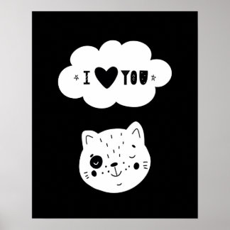 Affiche Moderne scandi  kitten love you  chambre de bébé