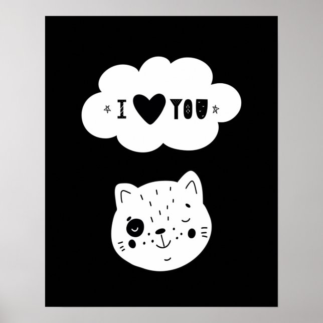 Affiche Moderne scandi  kitten love you  nurserie (Devant)