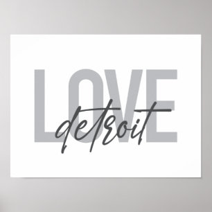 Affiche Moderne, simple, cool, design urbain Amour Detroit