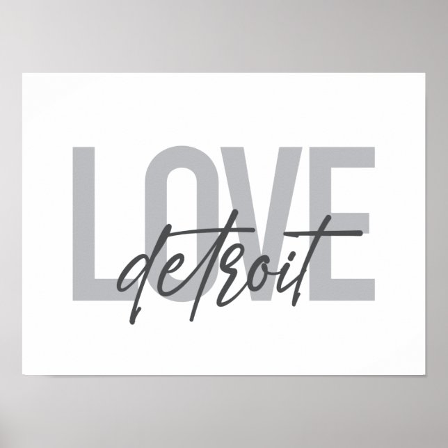 Affiche Moderne, simple, cool, design urbain Amour Detroit (Devant)