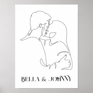 Affiche Moderne Simple Line Art noir et blanc, chic boho