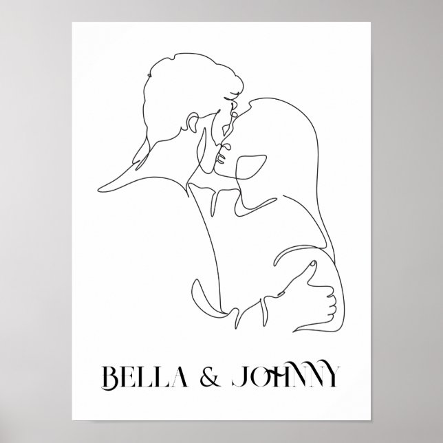 Affiche Moderne Simple Line Art noir et blanc, chic boho (Devant)