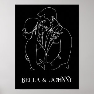 Affiche Moderne Simple Line Art noir et blanc, chic boho