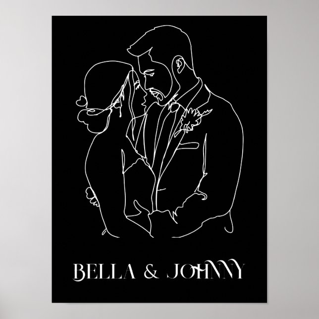 Affiche Moderne Simple Line Art noir et blanc, chic boho (Devant)