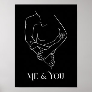 Affiche Moderne Simple Line Art noir et blanc, chic boho