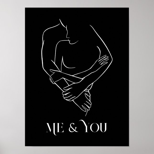 Affiche Moderne Simple Line Art noir et blanc, chic boho (Devant)