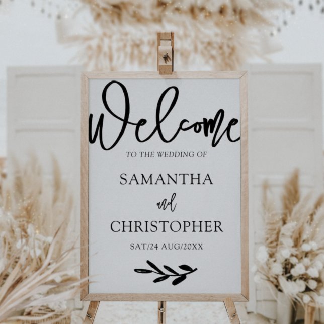 Affiche Moderne Simple Mariage Bienvenue Noir & Blanc  (Créateur téléchargé)