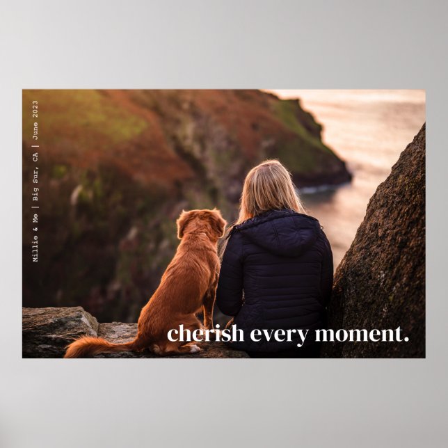 Affiche Moderne simple mémoire cerise personnalisé une pho (Devant)