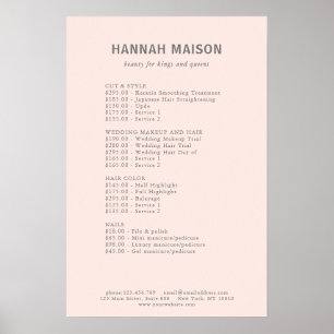 Affiche Moderne Simple, Professionnel, Salon, Liste de Pri