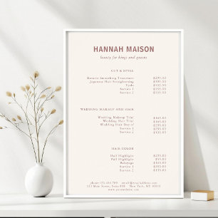 Affiche Moderne Simple, Professionnel, Salon, Liste de Pri