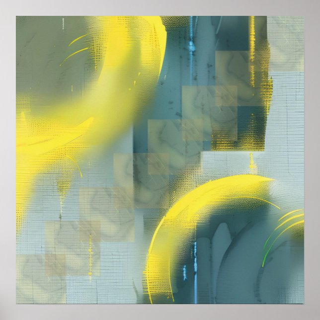 Affiche Moderne tendance Abstrait or Art foncé couleur ver (Devant)