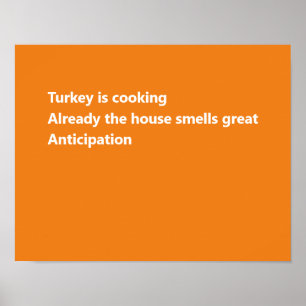 Affiche Moderne Thanksgiving Haiku Poem Minimal Orange