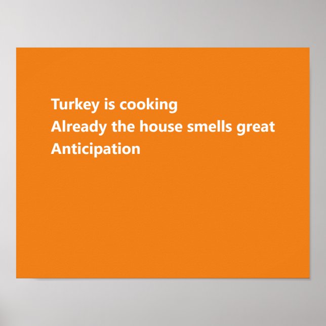 Affiche Moderne Thanksgiving Haiku Poem Minimal Orange (Devant)