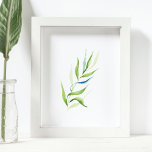 Affiche Moderne Vert et Blanc Salon de Vie Mur Art<br><div class="desc">Ajoutez à votre décor de maison un imprimé botanique bleu et blanc moderne. Il a été créé à l'aide de mon aquarelle d'origine. Charme lorsqu'il est encadré et accroché sur un mur de galerie dans votre bureau, salon ou chambre. Il s'intègre parfaitement à un motif de jardin. Il fait aussi...</div>