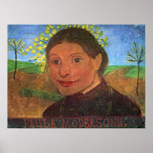 Affiche Modersohn-Becker - Autoportrait, Devant des fleurs