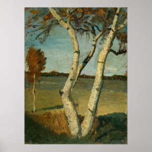 Affiche Modersohn-Becker - Birken à deux troncs et paysage