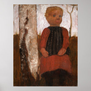 Affiche Modersohn-Becker - Enfant En Robe Rouge 1905