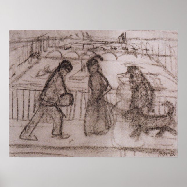 Affiche Modersohn-Becker - Figures With His Dog On Bridge (Devant)